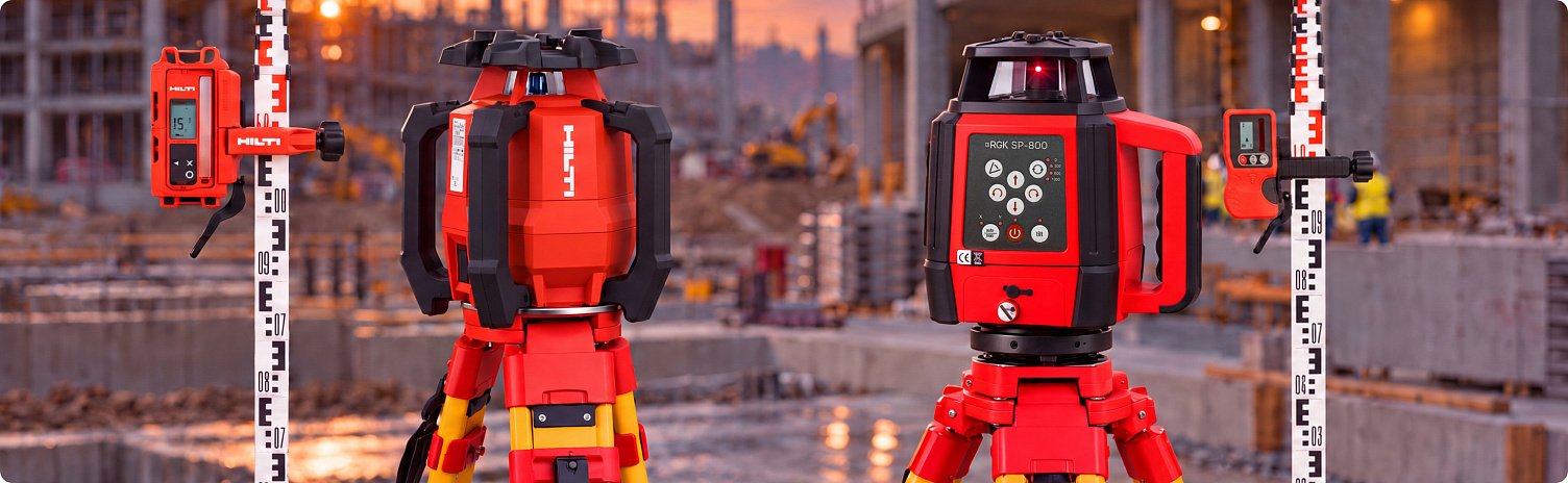 Ротационные нивелиры Hilti: обзор моделей и аналоги RGK