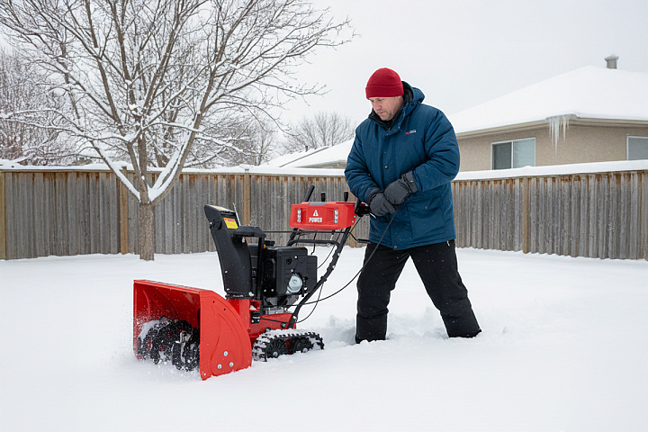 Как завести бензиновый снегоуборщик зимой