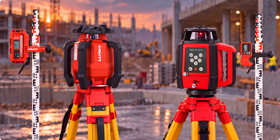 Ротационные нивелиры Hilti: обзор моделей и аналоги RGK